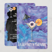 Invitation Halloween Chat noir {urple Costume Cocktail Party (Devant / Derrière)