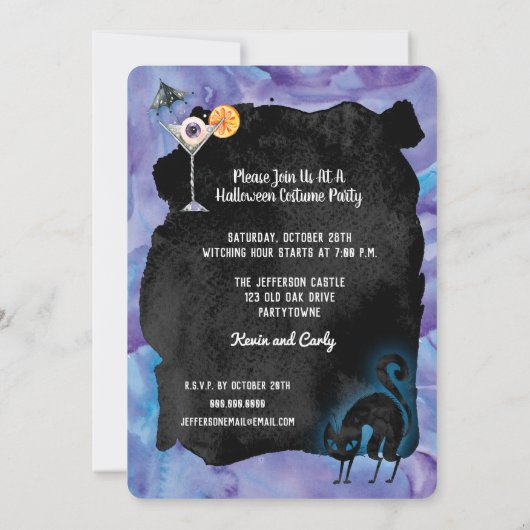 Invitation Halloween Chat noir {urple Costume Cocktail Party (Dos)