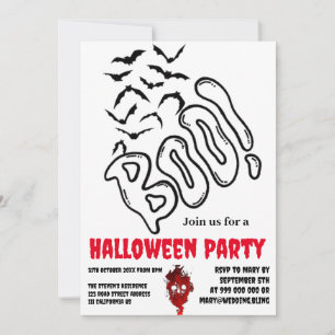 Invitation Halloween Chauffage de chauve-souris éffrayante Co