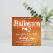 Invitation Halloween chauves-souris arbres Orange Soirée (Debout devant)