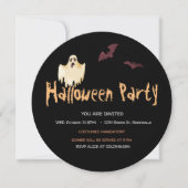 Invitation Halloween chauves-souris et fantômes ronde Invitat (Devant)