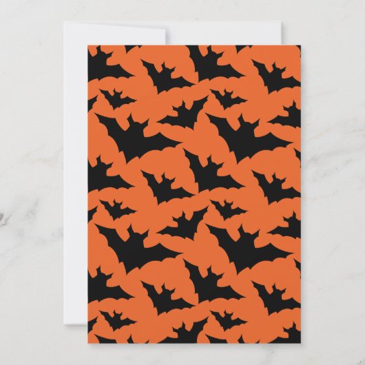 Invitation Halloween chauves-souris noires orange cool éffray (Dos)