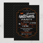 Invitation Halloween Chevron & Typographie (Devant / Derrière)