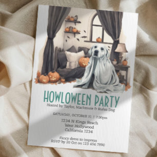 Invitation Halloween Chien Fête à thème Howloween Fun