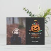 Invitation Halloween Citrouille Candy Enfant Photo fête d'ann (Debout devant)
