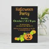 Invitation Halloween Citrouille Caresser Black Orange Green P (Debout devant)