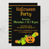 Invitation Halloween Citrouille Caresser Black Orange Green P (Devant / Derrière)