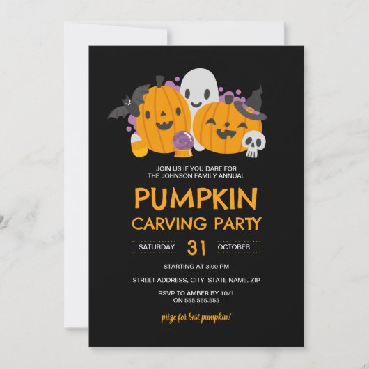 Invitation Halloween Citrouille Carving Party (Devant)