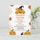 Invitation Halloween Citrouille Carving Party (Debout devant)