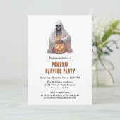 Invitation Halloween Citrouille Carving Party (Debout devant)