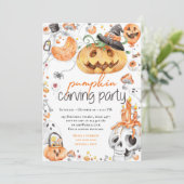 Invitation Halloween Citrouille Carving Party (Debout devant)