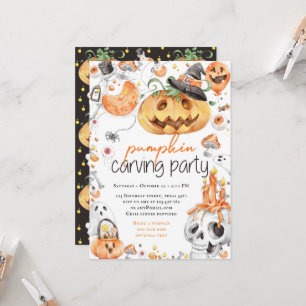 Invitation Halloween Citrouille Carving Party