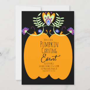 Invitation Halloween Citrouille Carving Party