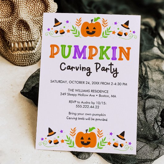 Invitation Halloween Citrouille Carving Party