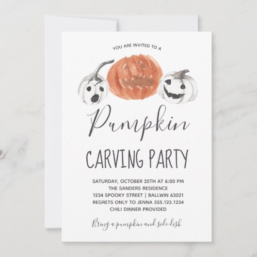 Invitation Halloween Citrouille Carving Party (Devant)
