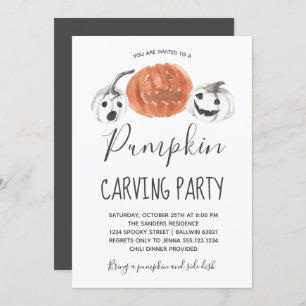 Invitation Halloween Citrouille Carving Party