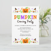 Invitation Halloween Citrouille Carving Party (Debout devant)