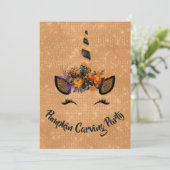 Invitation Halloween Citrouille Carving Party Unicorn (Debout devant)