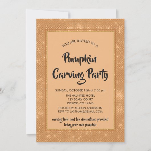 Invitation Halloween Citrouille Carving Party Unicorn (Dos)