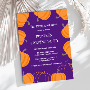 Invitation Halloween Citrouille Carving Party violet