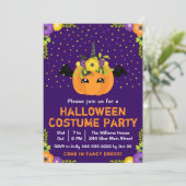 Invitation Halloween Citrouille Costume Party Purple Invitati (Debout devant)