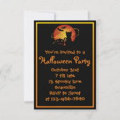 Invitation Halloween Citrouille de chat et chauves-souris (Devant)