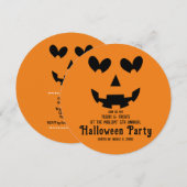 Invitation Halloween Citrouille de coeur heureux orange et no (Devant / Derrière)