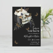 Invitation Halloween Citrouille de crâne Enregistrer la date (Debout devant)