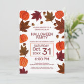Invitation Halloween Citrouille de l'érable Feuille (Debout devant)