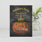 Invitation Halloween Citrouille effrayant Jack-O-Lantern (Debout devant)