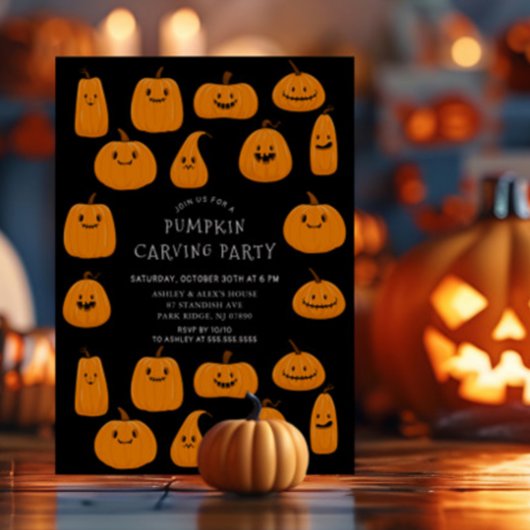 Invitation Halloween Citrouille en sculpture