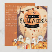 Invitation Halloween Citrouille et Fantômes Mignon (Devant / Derrière)
