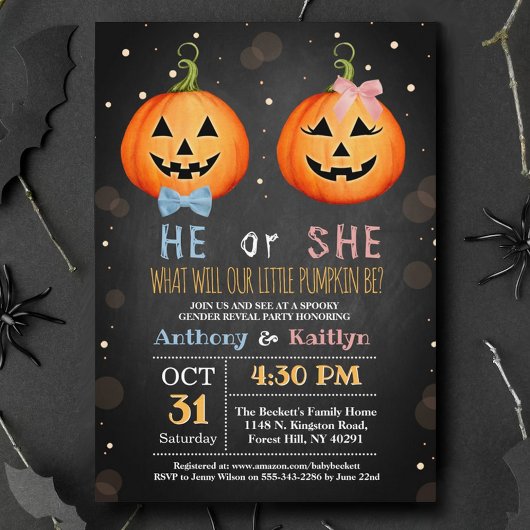 Invitation Halloween Citrouille Genre Revela Party