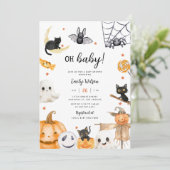 Invitation Halloween Citrouille Ghost Oh Baby Baby shower (Debout devant)