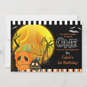 Invitation Halloween Citrouille Lune 1ère fête d'anniversaire (Devant)