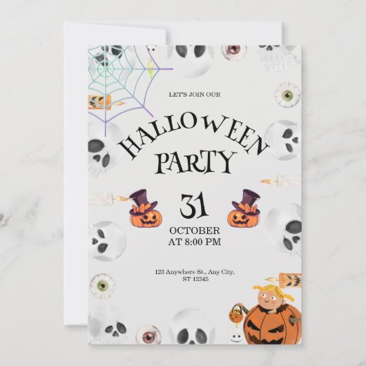Invitation Halloween citrouille, Nuit d'Halloween (Devant)