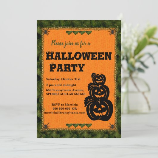 Invitation Halloween citrouille Patch (Debout devant)