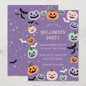 Invitation Halloween Citrouille Purple Pastel (Devant / Derrière)