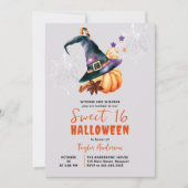 Invitation Halloween Citrouille sorcière bonbons Ghosts migno (Devant)