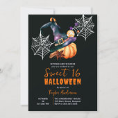 Invitation Halloween Citrouille sorcière Casquette Ghosts mig (Devant)