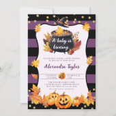 Invitation Halloween Citrouille sorcière mignonne bébé fille  (Devant)