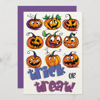 Invitation Halloween Citrouille Trick-or-Treat Magic