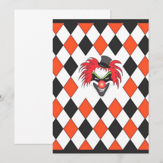 Invitation Halloween clown (Devant / Derrière)
