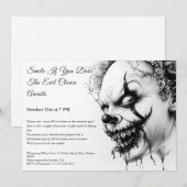 Invitation Halloween Clown Maléfique – Sourire Sin (Devant / Derrière)