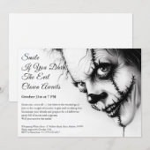 Invitation Halloween Clown Maléfique – Sourire Sin (Devant / Derrière)