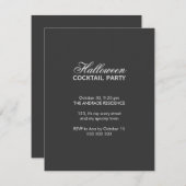 Invitation Halloween Cocktail Party Script Police noir blanc (Devant / Derrière)