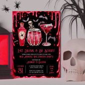 Invitation Halloween Cocktail Party Vampire rouge et sang