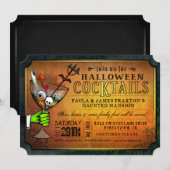 Invitation Halloween Cocktails Party Orange & Black Invitatio (Devant / Derrière)