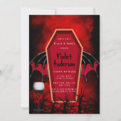 Invitation Halloween Coffin Bat Wings Brunch et Bubbly (Devant)