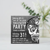 Invitation Halloween cool Jour de la Parties scintillant mort (Debout devant)